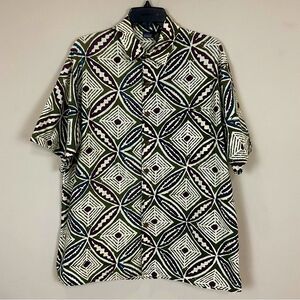 Patagonia Aloha Shirt Short Sleeve Tapas Print Multi-Color Tiki Men's Sz Med